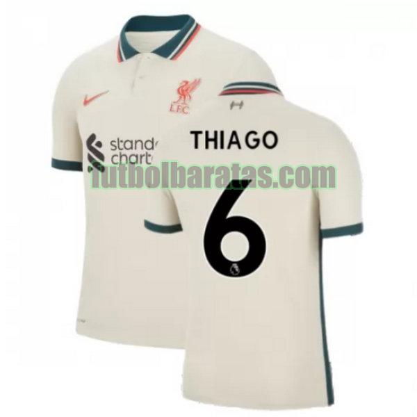 camiseta thiago 6 liverpool 2021 2022 amarillo segunda