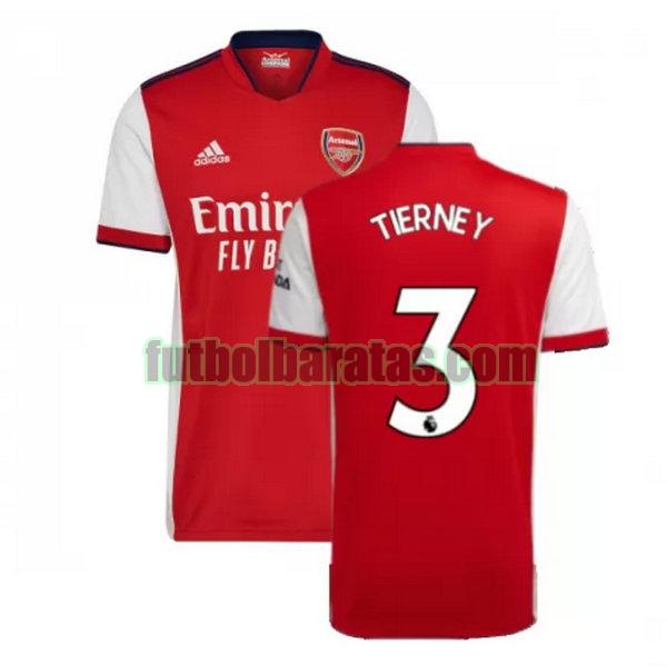 camiseta tierney 3 arsenal 2021 2022 rojo primera