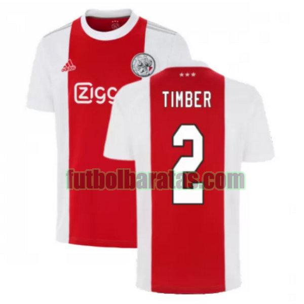 camiseta timber 2 ajax 2021 2022 rojo blanco primera