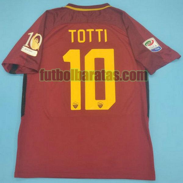 camiseta totti 10 as roma 2017-2018 rojo primera