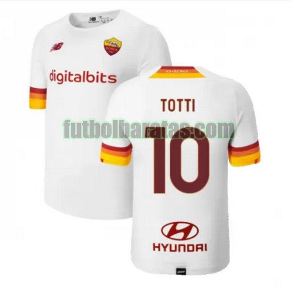camiseta totti 10 roma 2021 2022 blanco segunda