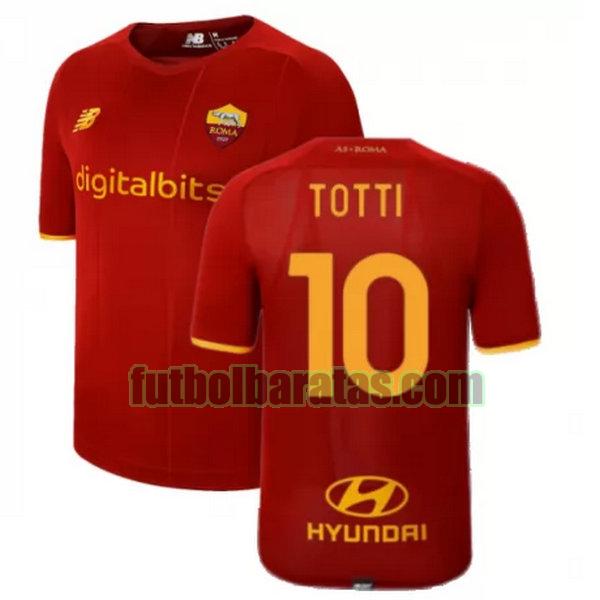 camiseta totti 10 roma 2021 2022 rojo primera