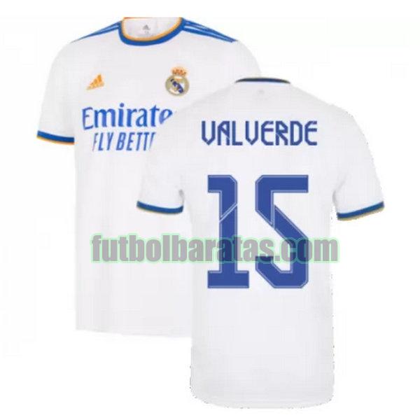 camiseta valverde 15 real madrid 2021 2022 blanco primera