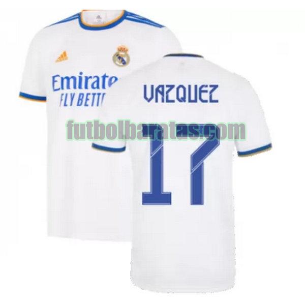 camiseta vazquez 17 real madrid 2021 2022 blanco primera