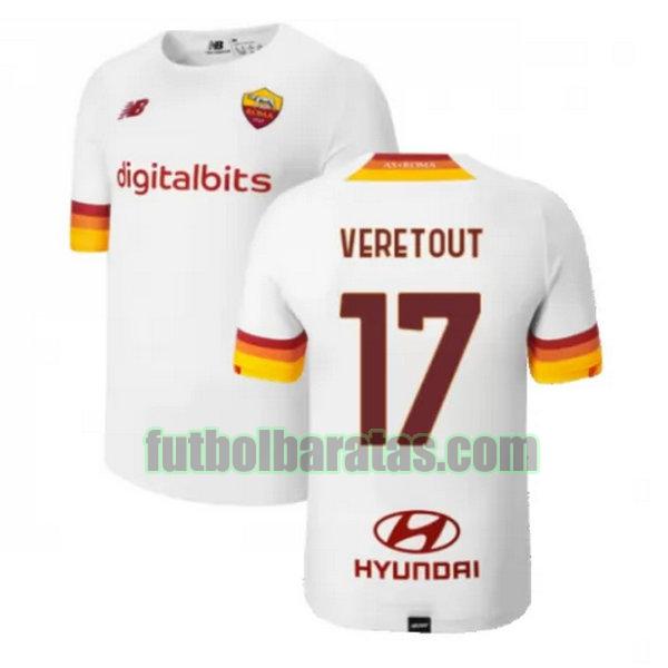 camiseta veretout 17 roma 2021 2022 blanco segunda
