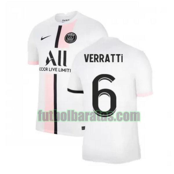 camiseta verratti 6 paris saint germain 2021 2022 blanco segunda