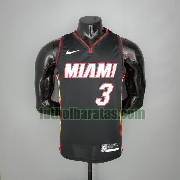 camiseta versión fans dwyane wade 3 miami heat negro hombre