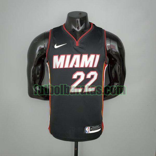 camiseta versión fans jimmy butler 22 miami heat negro hombre