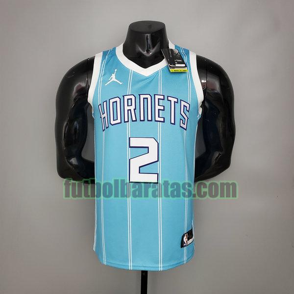 camiseta versión fans lamelo ball 2 charlotte hornets azul hombre