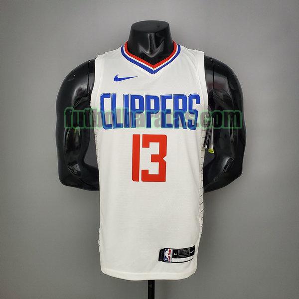 camiseta versión fans paul george 13 los angeles clippers blanco hombre