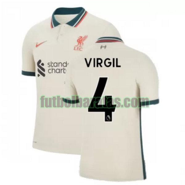 camiseta virgil 4 liverpool 2021 2022 amarillo segunda