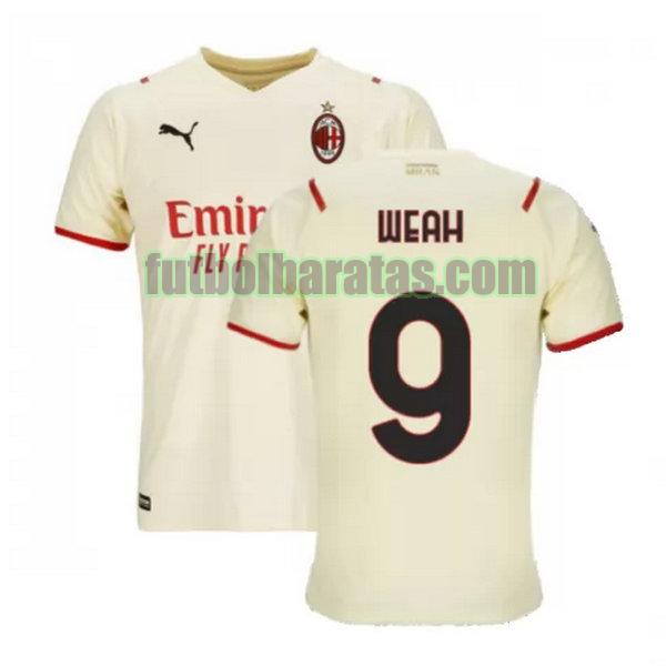 camiseta weah 9 ac milan 2021 2022 blanco segunda