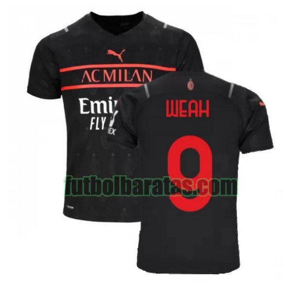 camiseta weah 9 ac milan 2021 2022 negro tercera