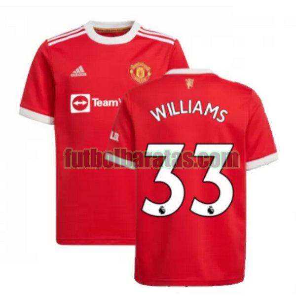 camiseta williams 33 manchester united 2021 2022 rojo primera