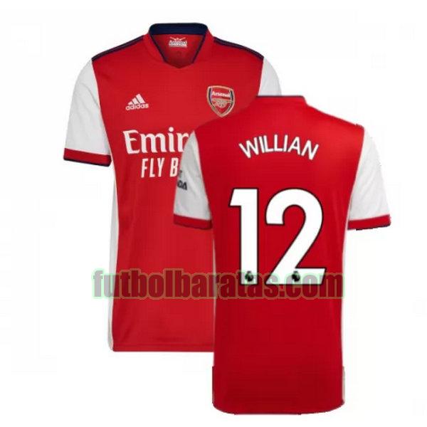 camiseta willian 12 arsenal 2021 2022 rojo primera