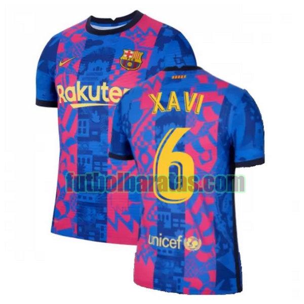 camiseta xavi 6 barcelona 2021 2022 azul rojo tercera