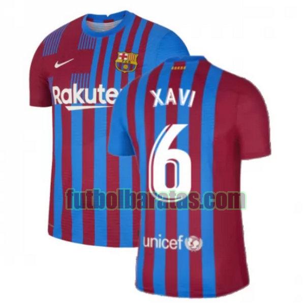 camiseta xavi 6 barcelona 2021 2022 rojo blanco primera