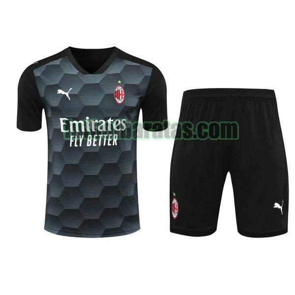 camisetas+pantalones cortos ac milan 2021 negro portero