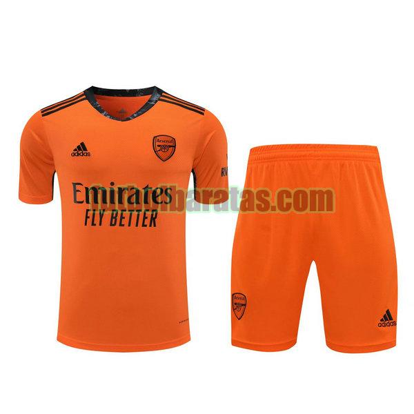 camisetas+pantalones cortos arsenal 2021 naranja portero