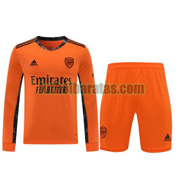 camisetas+pantalones cortos arsenal 2021 naranja portero ml