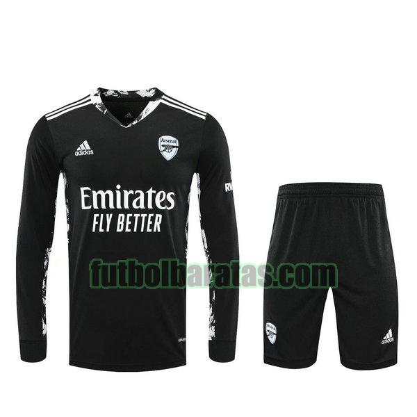 camisetas+pantalones cortos arsenal 2021 negro portero ml