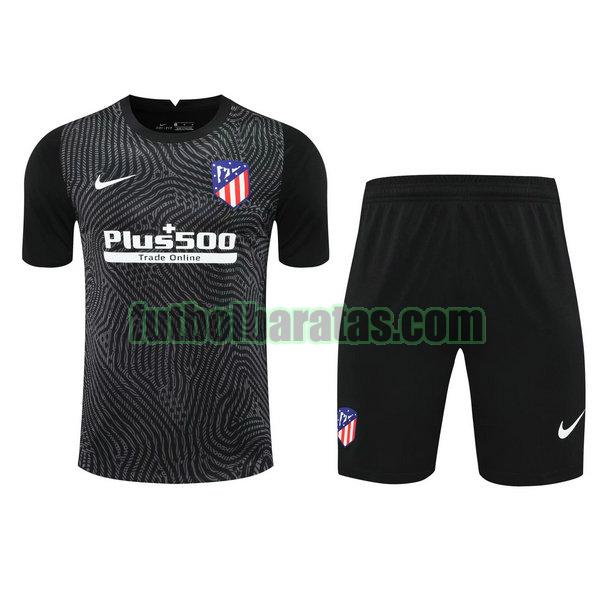 camisetas+pantalones cortos atletico madrid 2021 negro portero