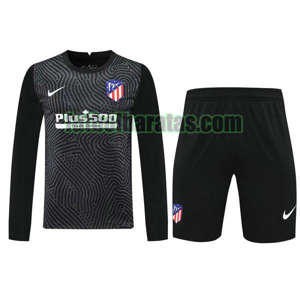 camisetas+pantalones cortos atletico madrid 2021 negro portero ml