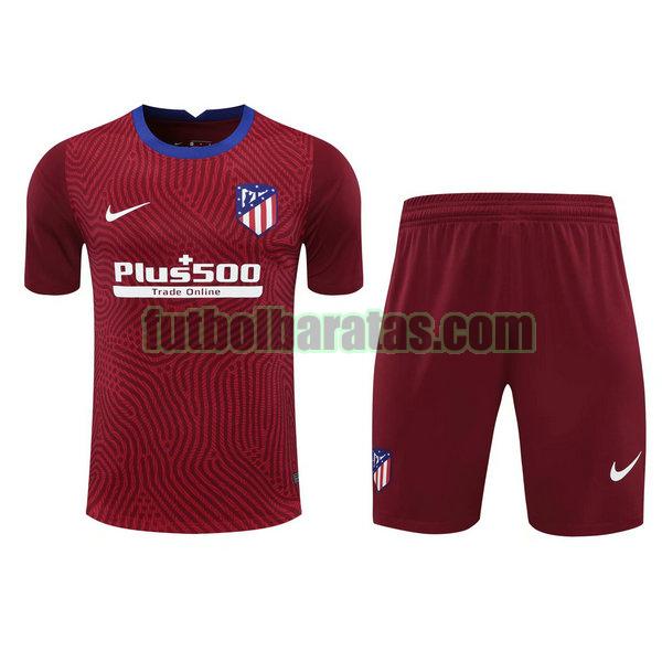 camisetas+pantalones cortos atletico madrid 2021 rojo portero
