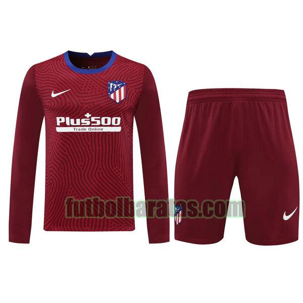 camisetas+pantalones cortos atletico madrid 2021 rojo portero ml