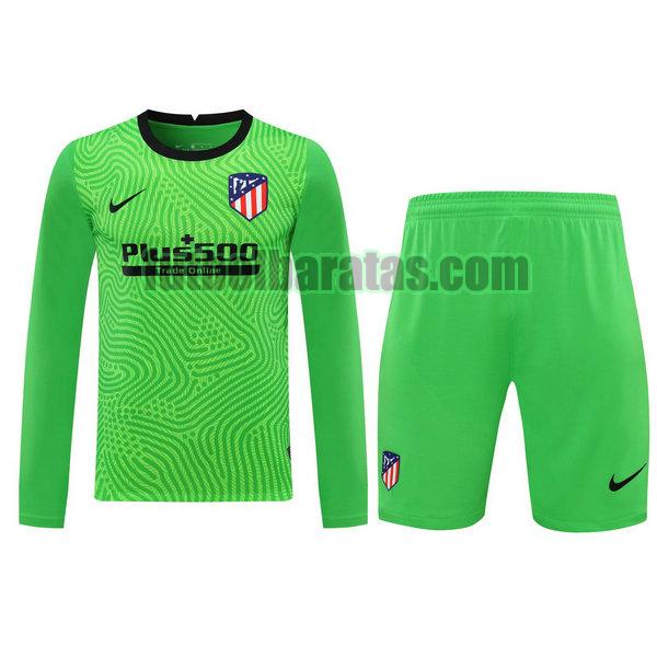 camisetas+pantalones cortos atletico madrid 2021 verde portero ml