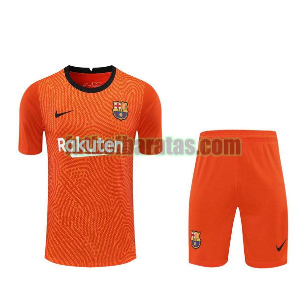 camisetas+pantalones cortos barcelona 2021 naranja portero