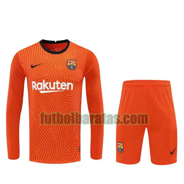 camisetas+pantalones cortos barcelona 2021 naranja portero ml