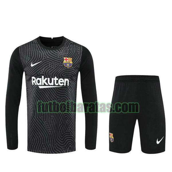 camisetas+pantalones cortos barcelona 2021 negro portero ml