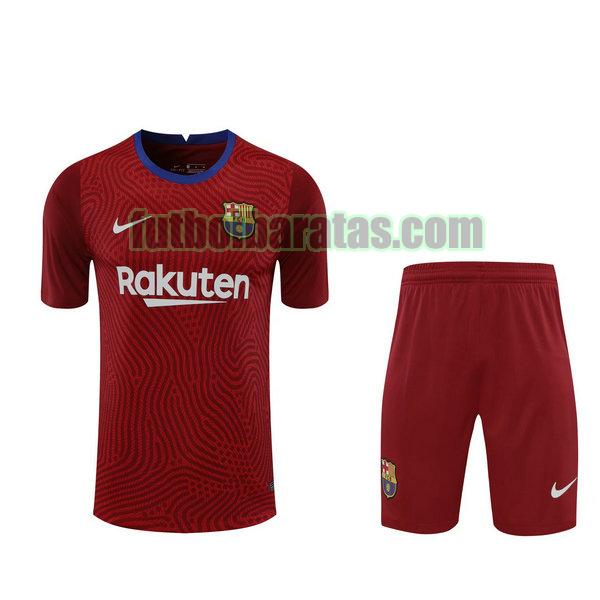 camisetas+pantalones cortos barcelona 2021 rojo portero