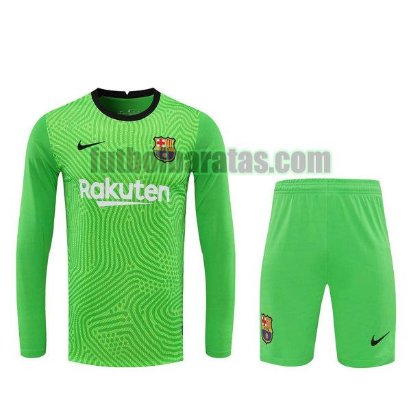 camisetas+pantalones cortos barcelona 2021 verde portero ml