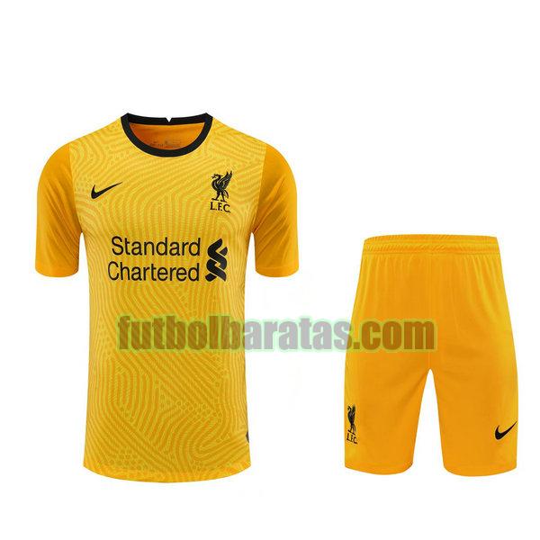 camisetas+pantalones cortos liverpool 2021 amarillo portero