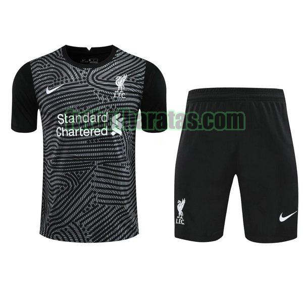 camisetas+pantalones cortos liverpool 2021 negro portero