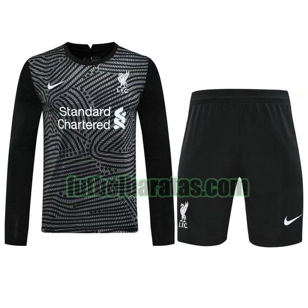 camisetas+pantalones cortos liverpool 2021 negro portero ml