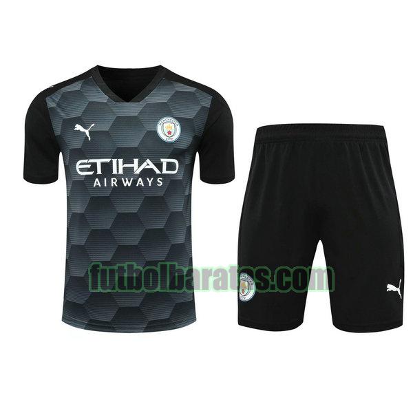 camisetas+pantalones cortos manchester city 2021 negro portero