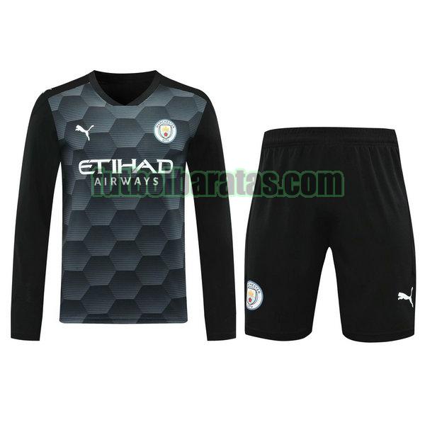 camisetas+pantalones cortos manchester city 2021 negro portero ml