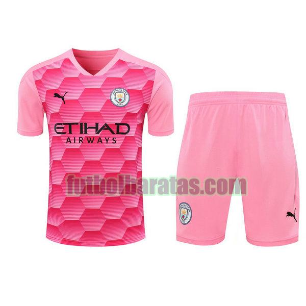 camisetas+pantalones cortos manchester city 2021 rosa portero