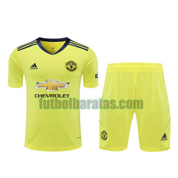 camisetas+pantalones cortos manchester united 2021 amarillo portero