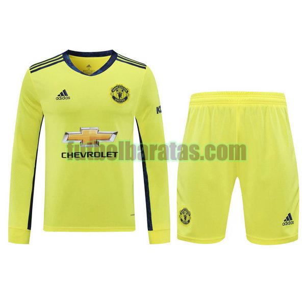 camisetas+pantalones cortos manchester united 2021 amarillo portero ml