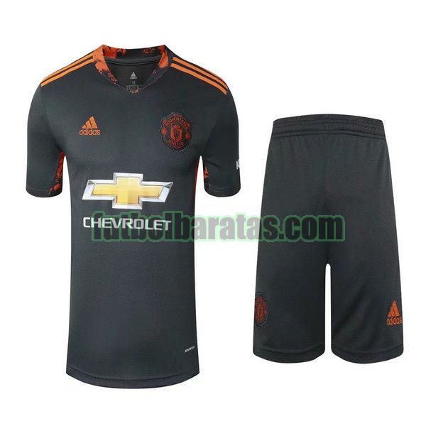 camisetas+pantalones cortos manchester united 2021 negro portero