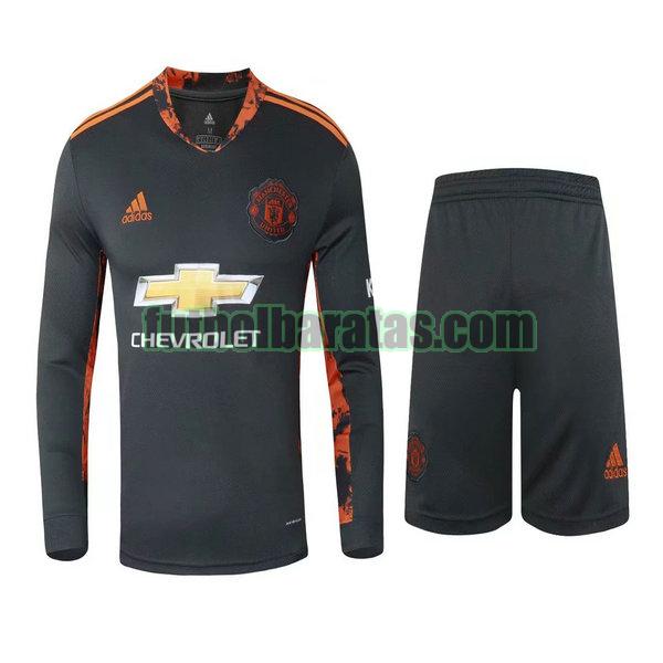 camisetas+pantalones cortos manchester united 2021 negro portero ml