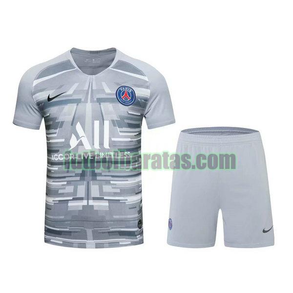 camisetas+pantalones cortos paris saint-germain 2021 gris portero