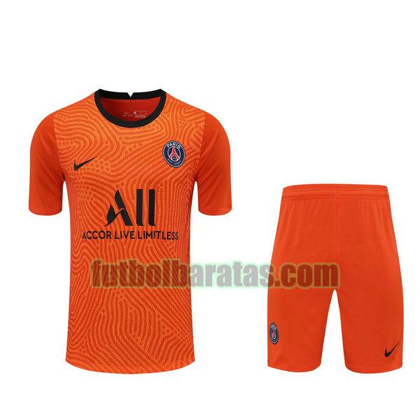 camisetas+pantalones cortos paris saint-germain 2021 naranja portero