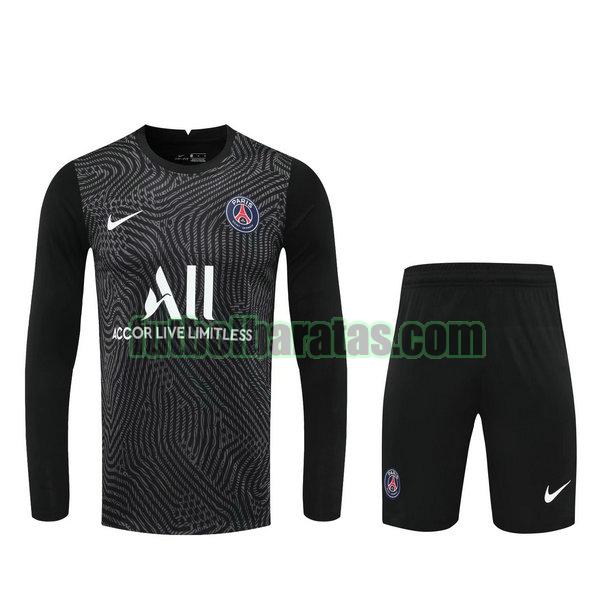 camisetas+pantalones cortos paris saint-germain 2021 negro portero ml