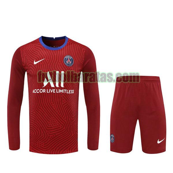 camisetas+pantalones cortos paris saint-germain 2021 rojo portero ml
