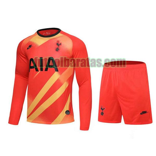 camisetas+pantalones cortos tottenham hotspur 2021 naranja portero ml